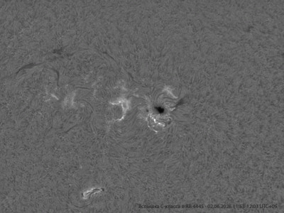 A flare in AR 4445 on June 2, 2026 - Astrophotography