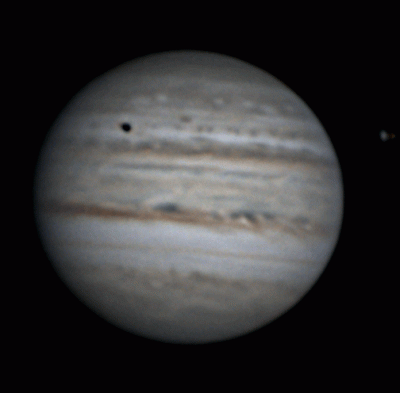 Юпитер, Европа и ее тень. 23 июля 2022. 50 минут вращения.