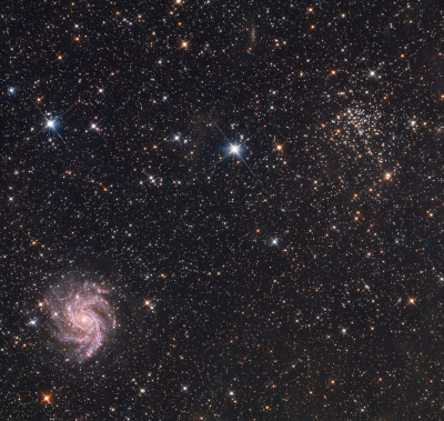 Галактика "Фейерверк" и звёздное скопление NGC 6939