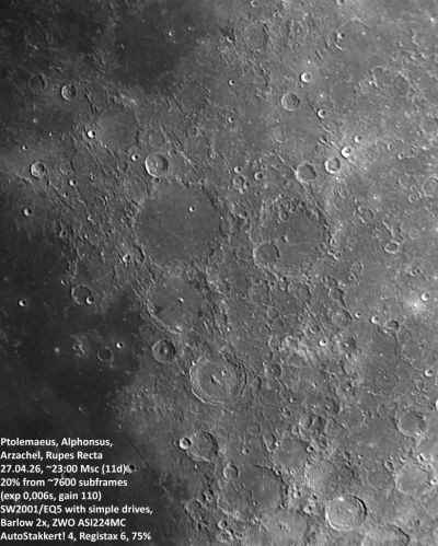 Ptolemaeus, Alphonsus,  Arzachel, Rupes Recta