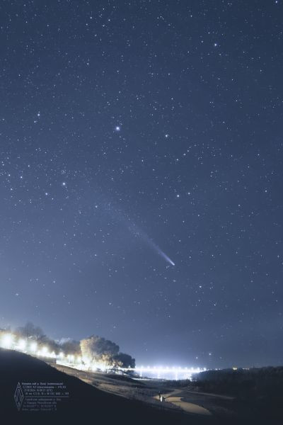 Comet C/2023 A3 over the Oka River - Astrophotography