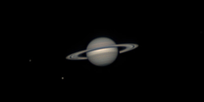 Saturn and the moons Tethys and Rhea. - Astrophotography