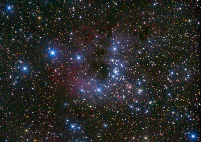 Open cluster NGC 1893 with an emission nebula in the constellation Auriga. - Astrophotography