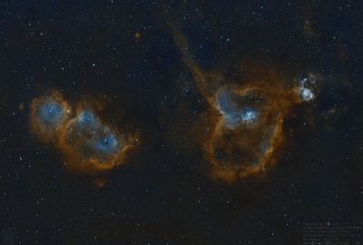 Heart (IC 1805), Soul (IC 1805) and Fish Head (IC 1795)