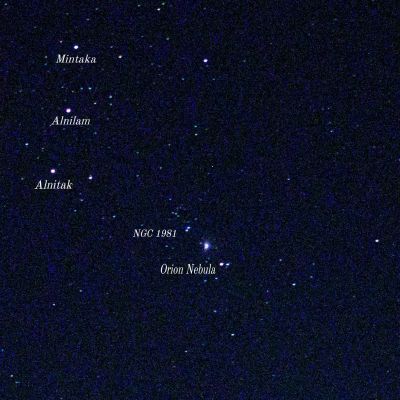 Большая Туманность Ориона и её окрестности на небесной сфере. 