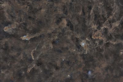 Пылевые поля и отражательные  туманности в  Цефее на широком поле 