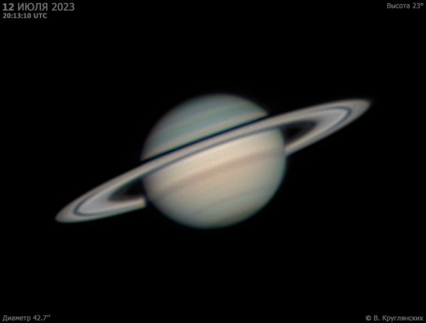 Сатурн 12 июля 2023 - астрофотография