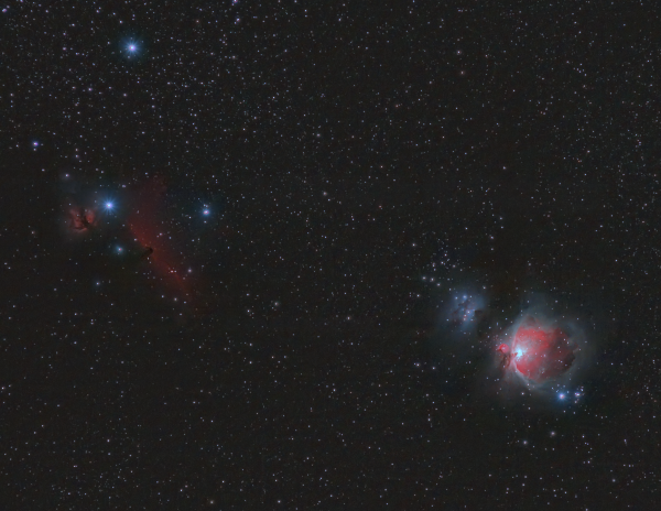 Туманности Ориона(М42) , Бегущий человек(NGC1977), Пламя(NGC2024) и Конская голова(IC434). - астрофотография