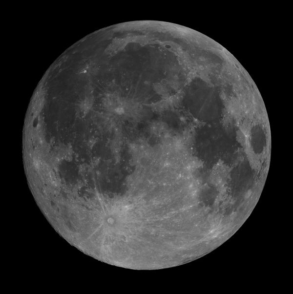 Panorama of the Moon at prime focus on Maxvision 152/1200 - Astrophotography