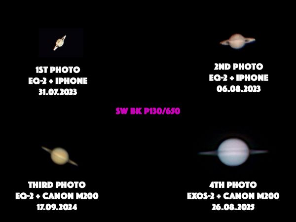 4 photos of Saturn 2023-2025 - астрофотография