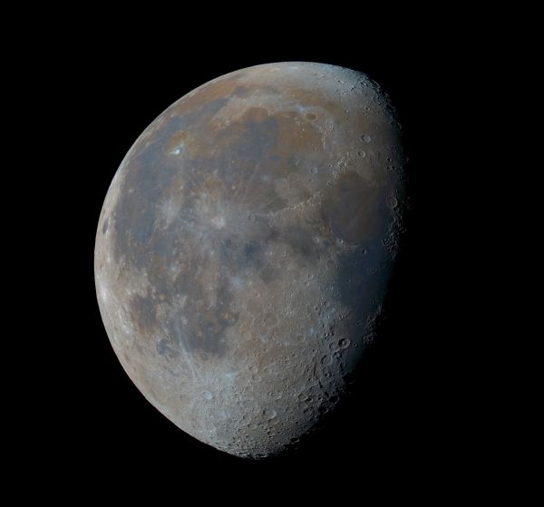 Цветная Панорама Луны в прямом фокусе 29.07.21 - астрофотография