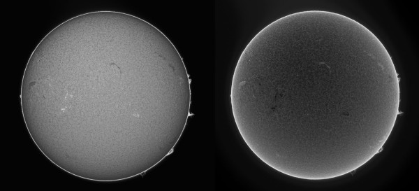 Sun in alpha-hydrogen wavelength. - Astrophotography
