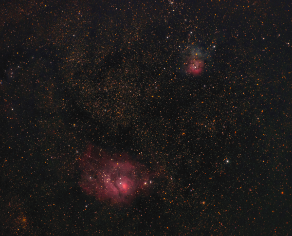 M 8 туманность Лагуна, М20 «Трёхраздельная» туманность - астрофотография
