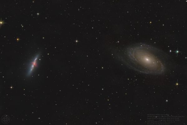 M81 Bode's and M82 Cigar galaxies - астрофотография