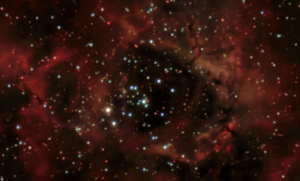 The Rosette Nebula NGC 2237 (central region) and the star cluster NGC 2244 - Astrophotography