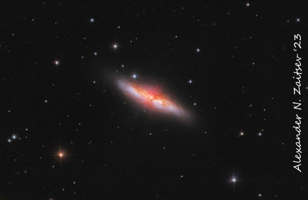 M82 (Cigar Galaxy) in HaRGB filters - астрофотография