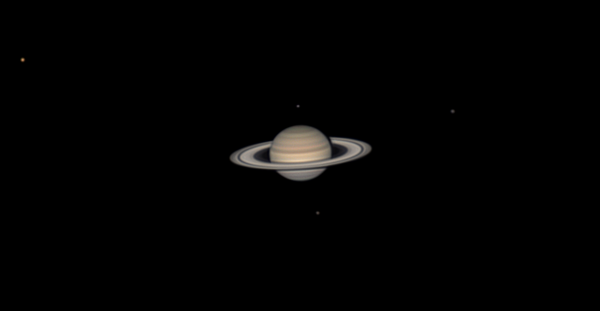 Сатурн и спутники Титан, Рея, Тефия, Диона - астрофотография