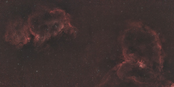 (Work In Progress) Mosaic of the Heart Nebula (IC 1805) and Soul Nebula (IC 1848) - Astrophotography