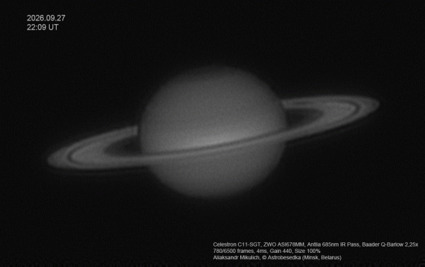 Spokes in Saturn's Rings, IR animation of rotation - Astrophotography