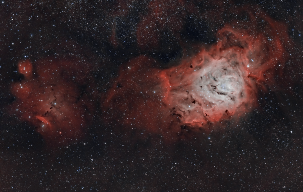 Туманность Лагуна (M8), Туманность Китайский дракон (NGC6559), Sh-29, IC4678, LDN 180 - астрофотография