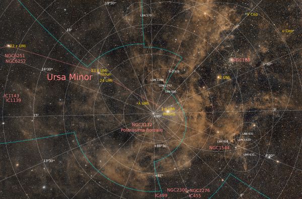 IFN in the background of Polaris. Annotation. - Astrophotography