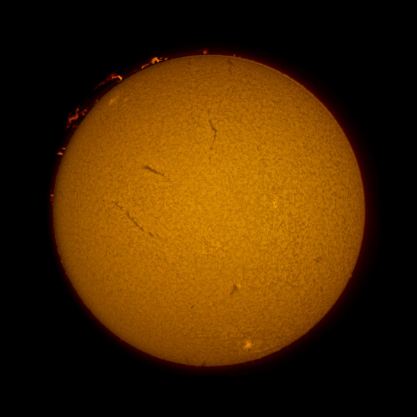 The chromosphere of the Sun with prominences