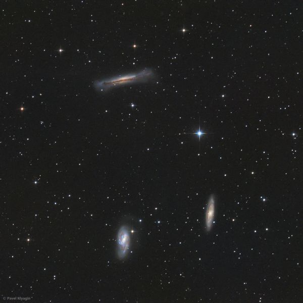 Триплет Льва Галактики M65, M66, NGC 3628 - астрофотография