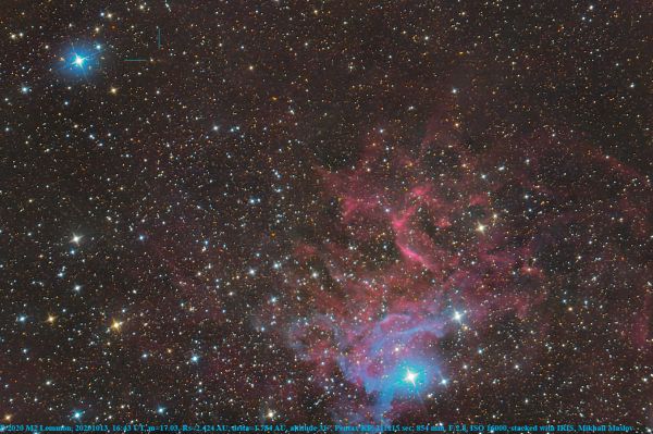 P/2020 M2 Lemmon near IC 405 the Flaming Star Nebula - астрофотография