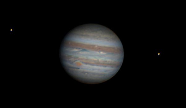 Jupiter + moon io and europe - астрофотография