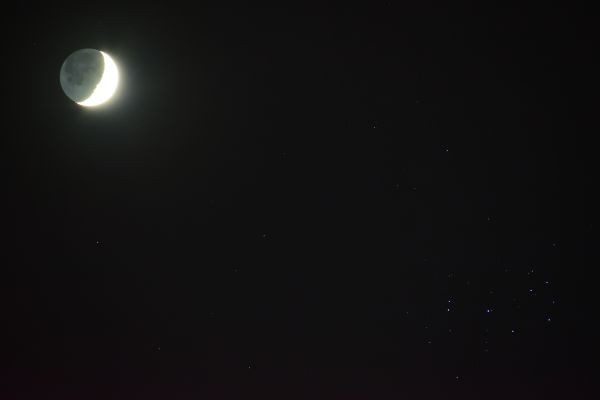 Earthshine and the Pleiades, March 23, 2026 - Astrophotography