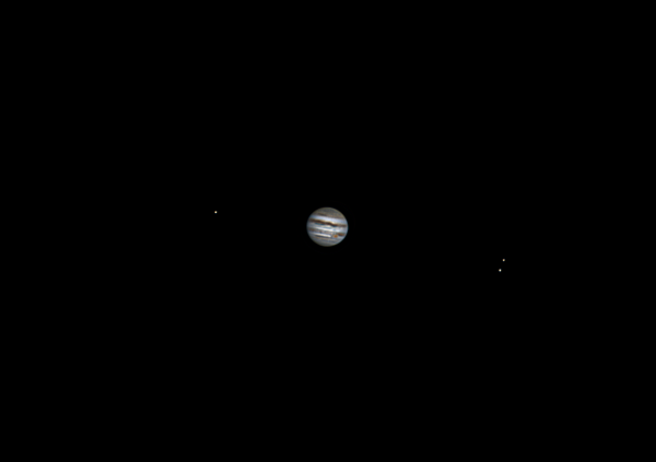 Юпитер и его спутники: Ио, Европа и Ганимед. 08.01.2024 - астрофотография