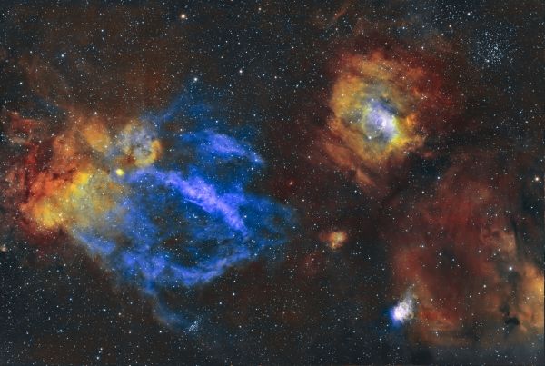 Lobster Claw Nebula (SH2-157) and Bubble Nebula (NGC 7635) - Astrophotography