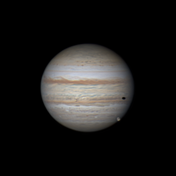 Юпитер, спутник Ганимед и тень от Ио - астрофотография