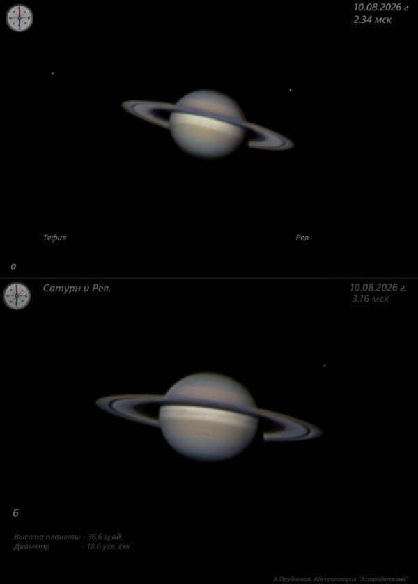 Saturn and its moons, August 10, 2026. - Astrophotography