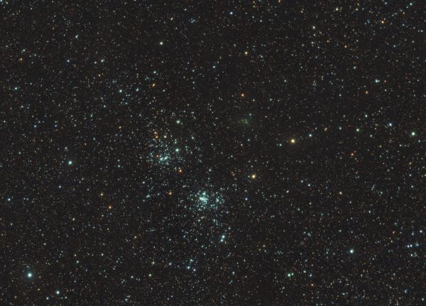 C/2017 T2 рядом с двойным скоплением Персея - астрофотография