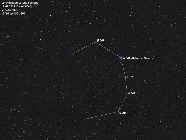 Corona Borealis - annotated - астрофотография