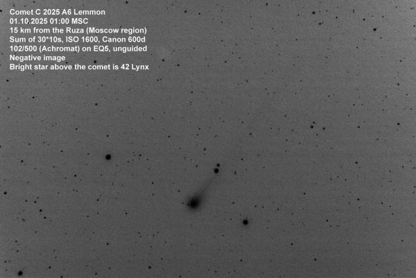 Comet C2025 A6 (Lemmon) - negative - Astrophotography