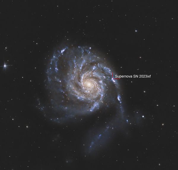 M101 Pinwheel Galaxy + Supernova SN 2023ixf - астрофотография
