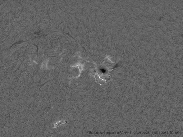 A flare in AR 4445 on June 2, 2026 - Astrophotography