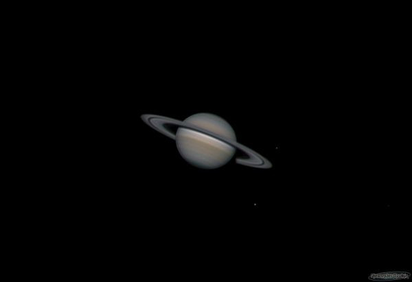 Saturn, Rhea, Tethys, and Dione. - Astrophotography