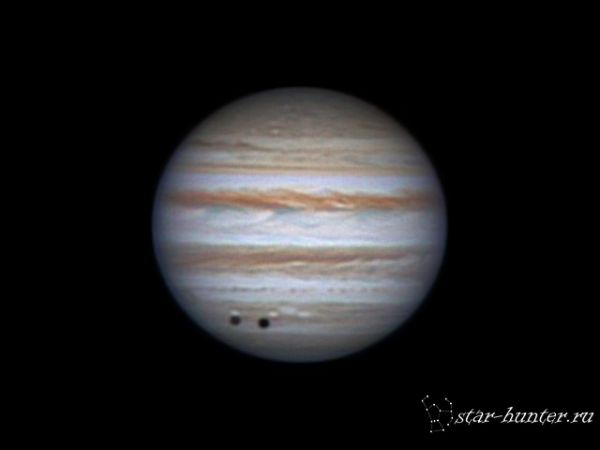 Jupiter and shadow of Callisto, 4 january 2014 , 2:17-2:26 - астрофотография