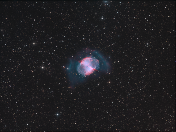 M27 Dumbell PN bicolor + RGB stars - астрофотография