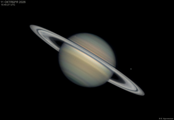 Saturn, Enceladus, and Tethys. - Astrophotography