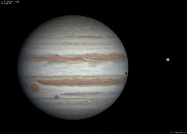 Jupiter, Callisto, the shadow of Europa, and Io. - Astrophotography
