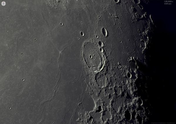 Crater Posidonius and the Smirnov ridge. - Astrophotography