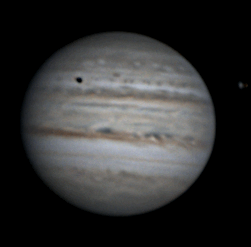 Юпитер, Европа и ее тень. 23 июля 2022. 50 минут вращения. - астрофотография