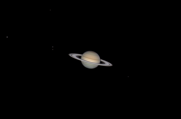 Сатурн и спутники Рея, Тефия, Диона, Япет и Энцелад - астрофотография