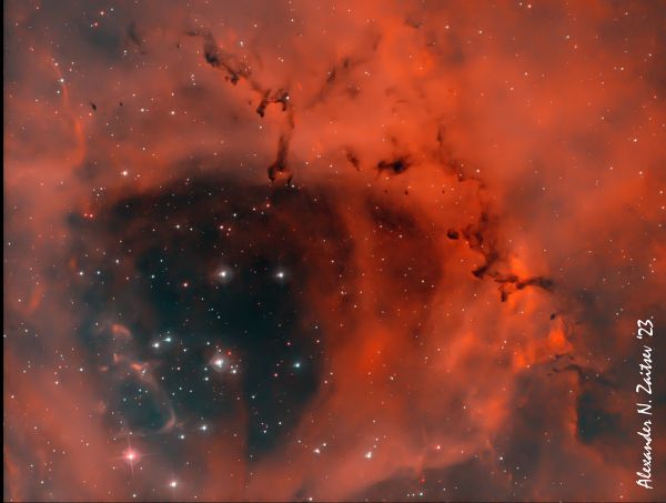 The central part of NGC2237/Sh2-275 (The Rosette Nebula) in HaOIIIOIII - астрофотография
