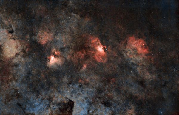 M16 - туманность Орел, M17 - туманность Лобстер - астрофотография
