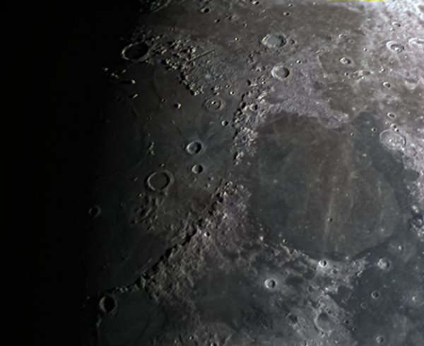 Примерное место посадки в районе Апеннинских лунных гор, советской автоматической межпланетной станции (АМС) Луна 2, а также девятого пилотируемого космического корабля Аполлона 15. 19.01.2024 - астрофотография